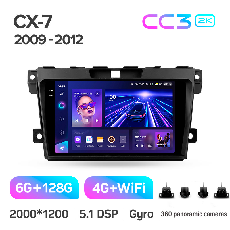 Android head unit Teyes CC3 6+128 Gb with 360° surround view° Mazda CX7 CX-7 CX 7 ER 2009-2012 9" 2k (L1)