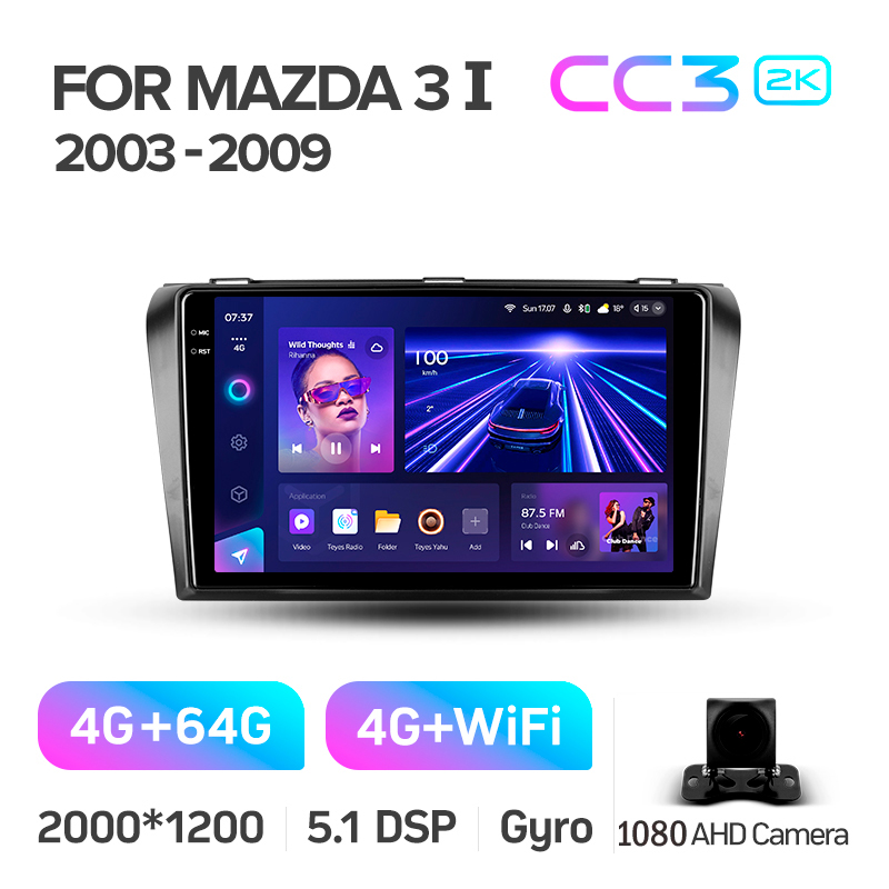 Android head unit Teyes CC3 4+64 Gb Mazda 3 1 BK 2003-2009 9" 2k