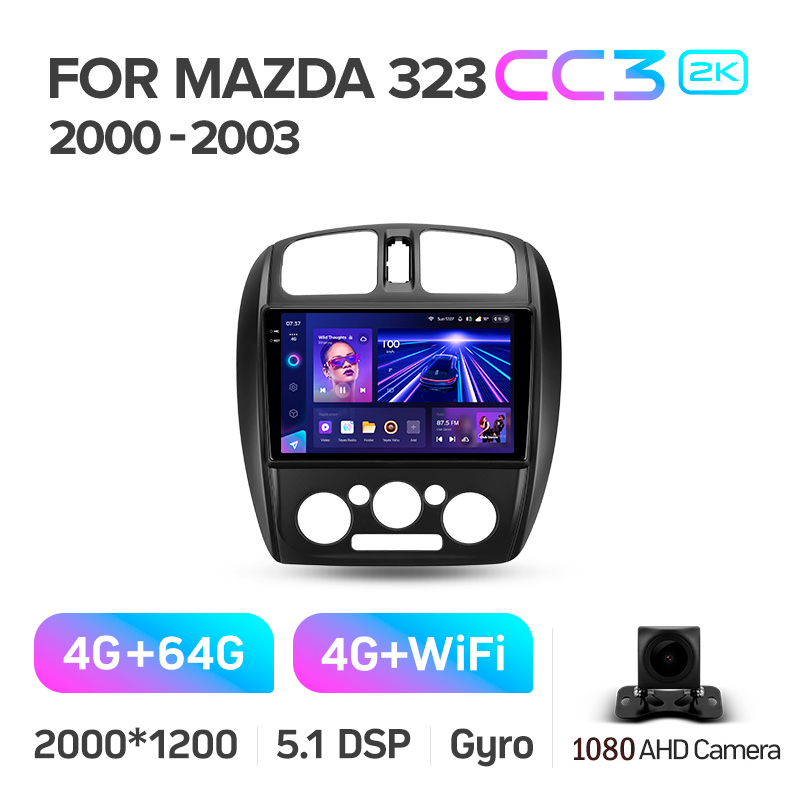 Android head unit Teyes CC3 4+64 Gb Mazda 323 BJ 2000-2003 9" 2k