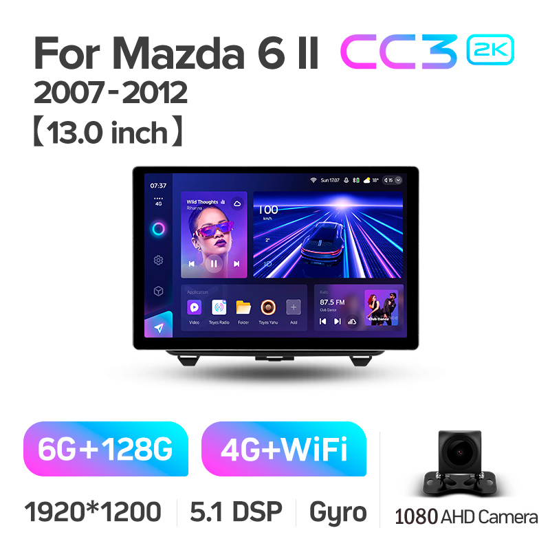 Android head unit Teyes CC3 6+128 Gb Mazda 6 2 GH 2007-2012 13" 2k