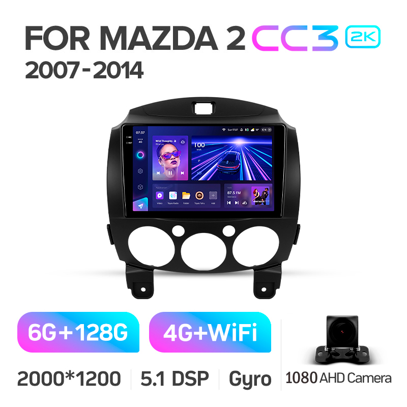 Android head unit Teyes CC3 6+128 Gb Mazda 2 DE 2007-2014 9" 2k