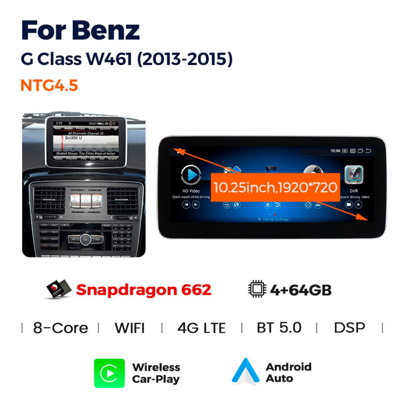 Android head unit AMS MERCEDES BENZ G-Class W461/W463 NTG4.5 2013-2015 4+64Gb 10.25"