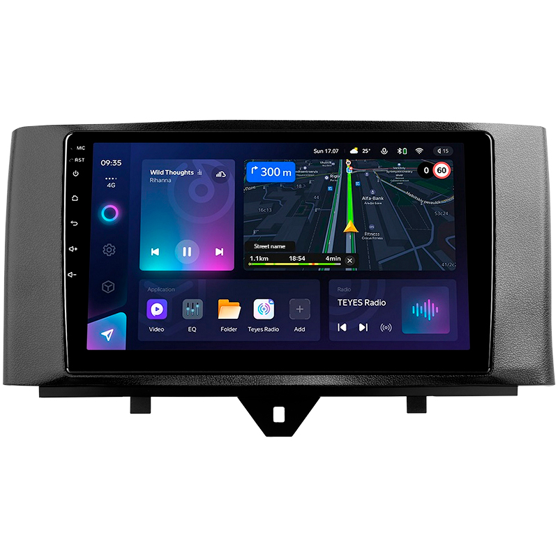Android head unit Teyes CC3L 4+64 Gb Mercedes Benz Smart Fortwo 2 2010-2015 (F1) 9"