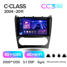 Android head unit Teyes CC3 6+128 Gb with 360° surround view° Mercedes Benz C-Class W203 CL203 C209 A209 2004-2011 9" 2k (L1)