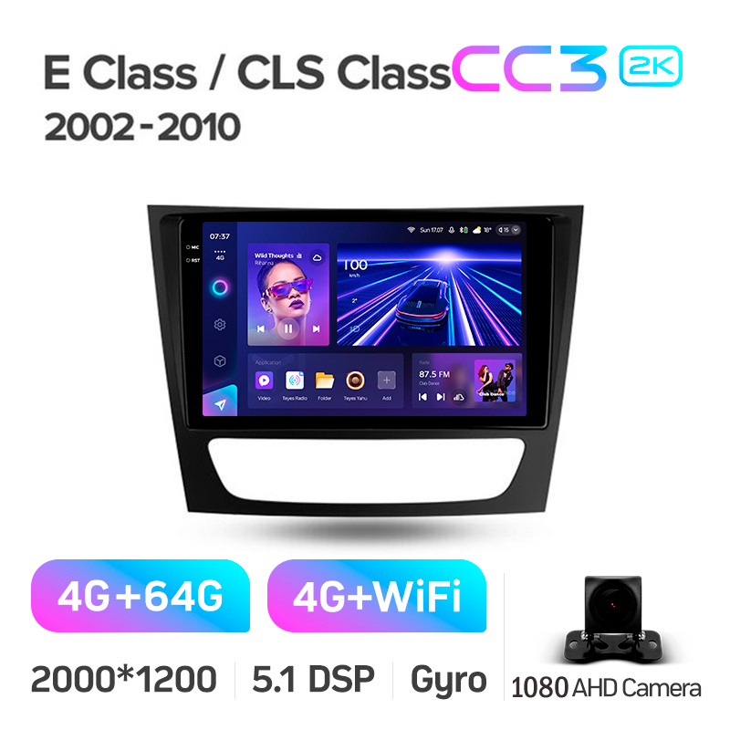 Android head unit Teyes CC3 4+64 Gb Mercedes Benz E Class S211 W211 2002-2009 CLS Class C219 2004-2010 9" 2k
