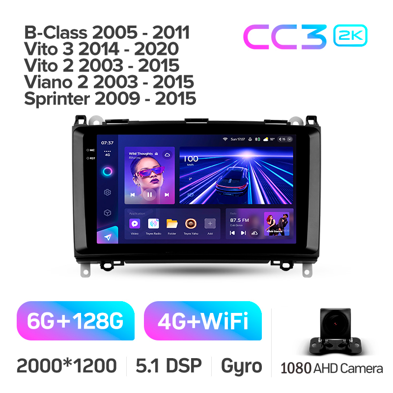Android head unit Teyes CC3 6+128 Gb Mercedes-Benz B-Class T245 2005-2011 Vito 3 W447 2014-2020 Vito 2 Viano 2 W639 2003-2015 Sprinter 2009-2015 9" 2k