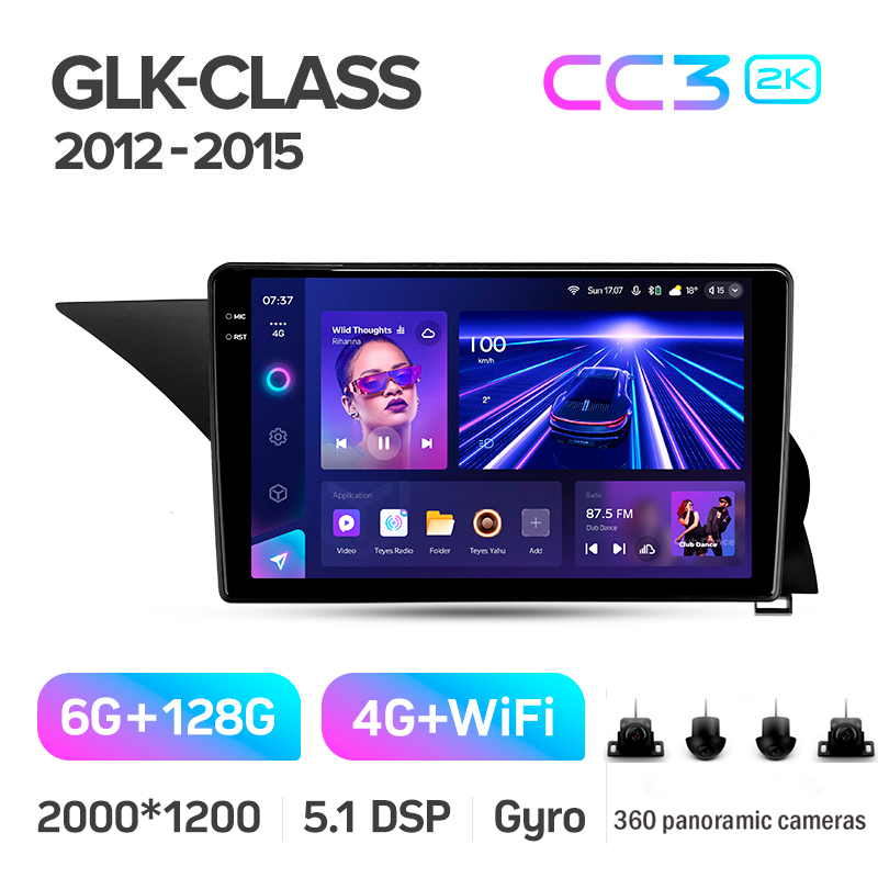 Android head unit Teyes CC3 6+128 Gb with 360° surround view° Mercedes-Benz GLK-Class X204 2012 - 2015 9" 2k (L3)