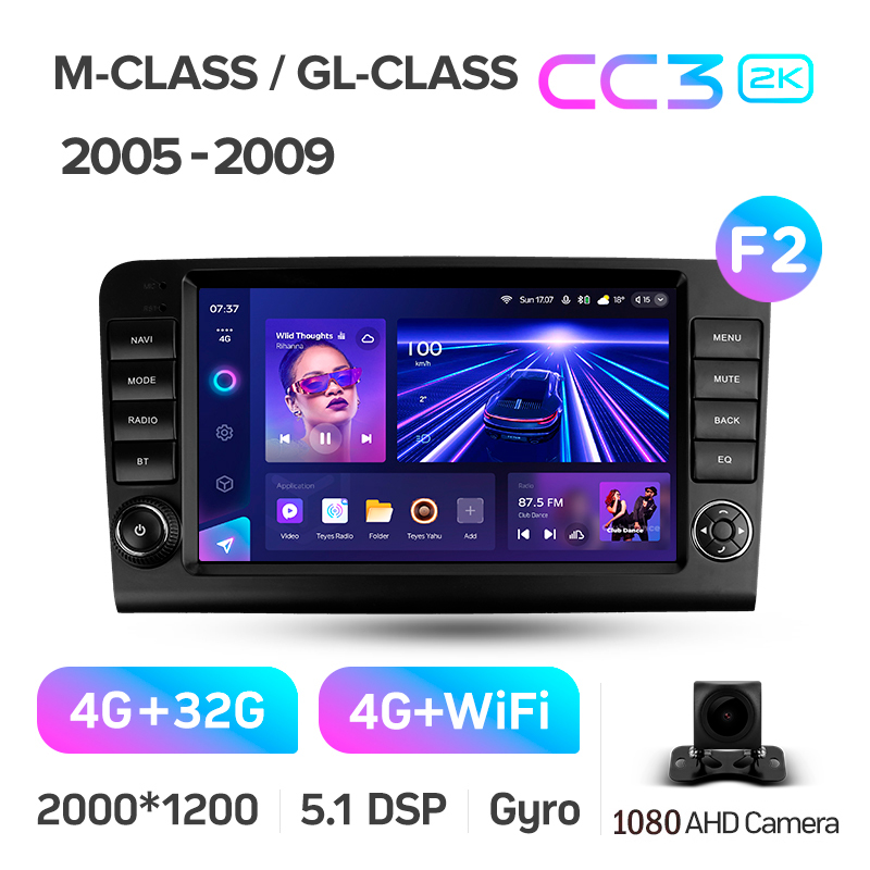Android head unit Teyes CC3 4+32 Gb Mercedes Benz ML GL ML350 GL320 X164 2005-2009 (F2) 9" 2k (L1)
