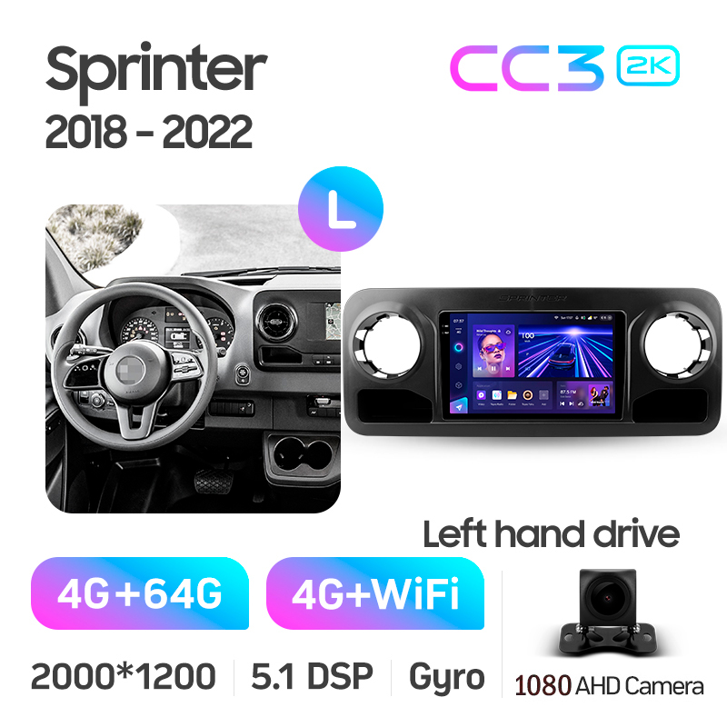 Štátní magnetofon Teyes CC3 4+64 GB Mercedes-Benz Sprinter (F1) 2018–2022, 10