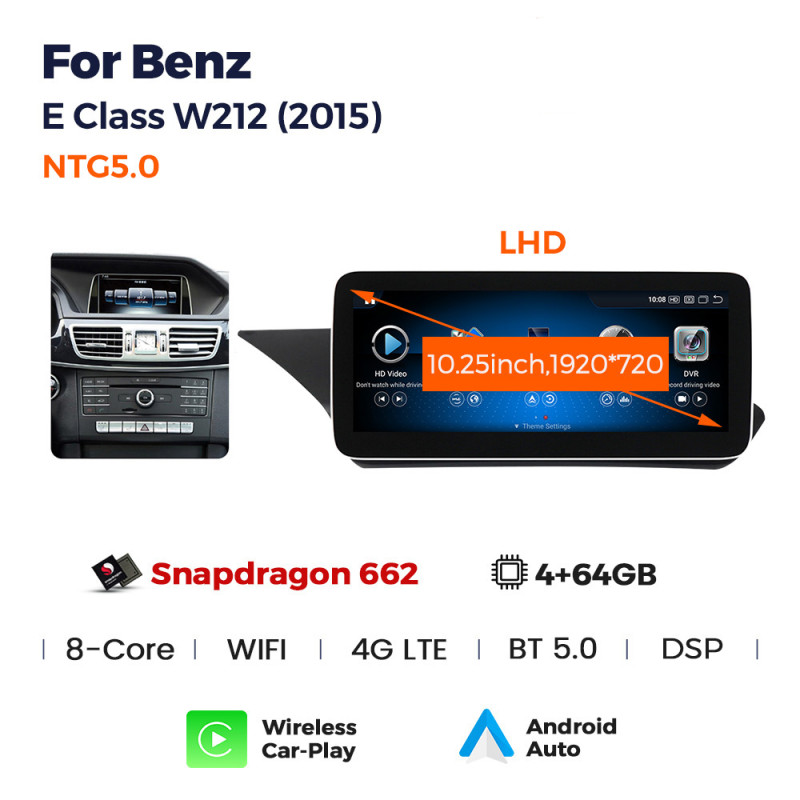 Android head unit AMS MERCEDES BENZ E-Class W212 NTG5.0 2015 4+64Gb 10.25"