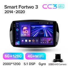 Android head unit Teyes CC3 6+128 Gb Mercedes Benz Smart Fortwo 3 C453 A453 W453 2014-2020 9" 2k (L1)