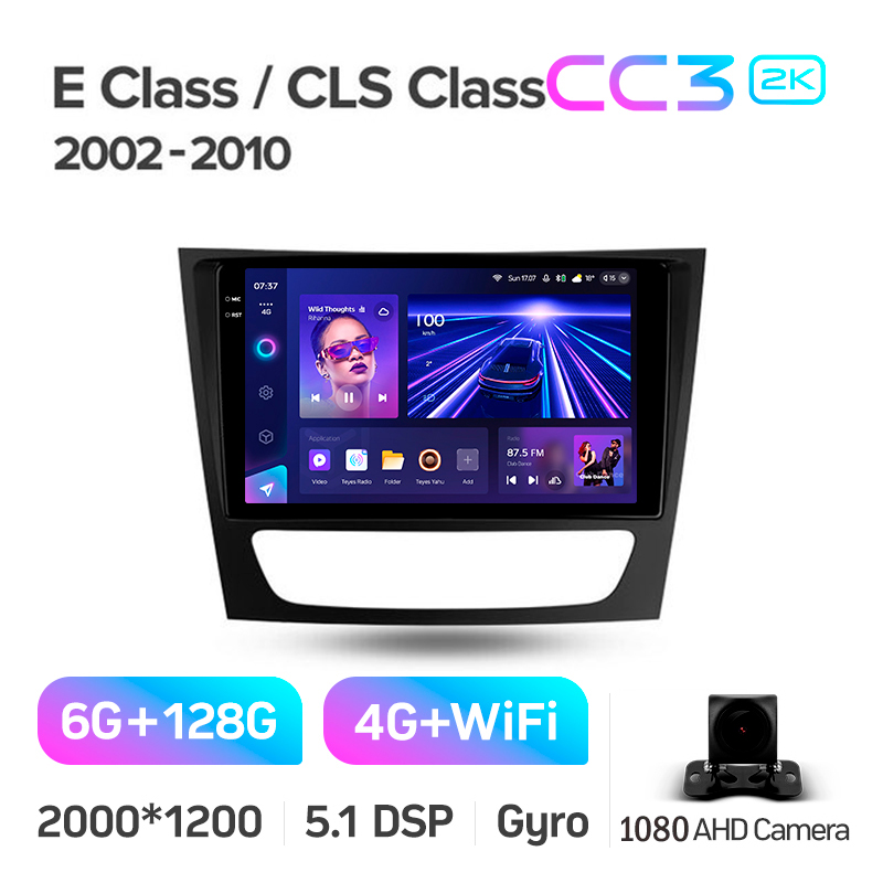 Android head unit Teyes CC3 6+128 Gb Mercedes Benz E Class S211 W211 2002-2009 CLS Class C219 2004-2010 9" 2k