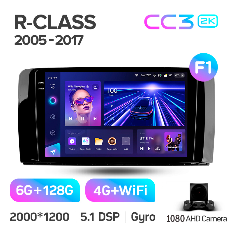 Android head unit Teyes CC3 6+128 Gb Mercedes Benz R-Class W251 R280 R300 R320 2005-2017 (F1) 9" 2k