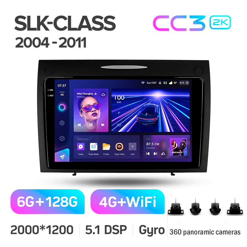 Android head unit Teyes CC3 6+128 Gb with 360° surround view° Mercedes-Benz SLK-Class SLK Class R171 2004-2011 9" 2k (L1)