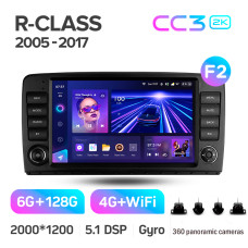 Android head unit Teyes CC3 6+128 Gb with 360° surround view° Mercedes Benz R-Class W251 R280 R300 R320 2005-2017 button (F2) 9" 2k (L1)
