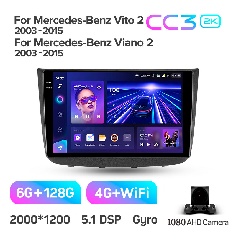 Android head unit Teyes CC3 6+128 Gb Mercedes-Benz Vito 2 Viano 2 W639 2003-2015 10" 2k