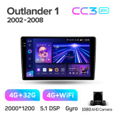 Android head unit Teyes CC3 4+32 Gb Mitsubishi Outlander 1 2002-2008 (F2) 9" 2k