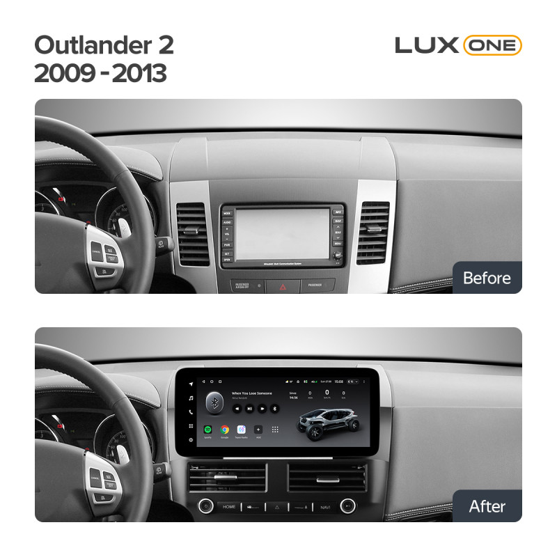 Android head unit Teyes LUX ONE 6+128 Gb with 360° surround view° Mitsubishi Outlander 2 CW0W 2009-2013 (B) 12.3" (L2)