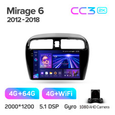 Android head unit Teyes CC3 4+64 Gb Mitsubishi Mirage 6 2012-2018 9" 2k