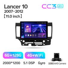 Android head unit Teyes CC3 6+128 Gb Mitsubishi Lancer 10 CY 2007-2012 (A) 11" 2k