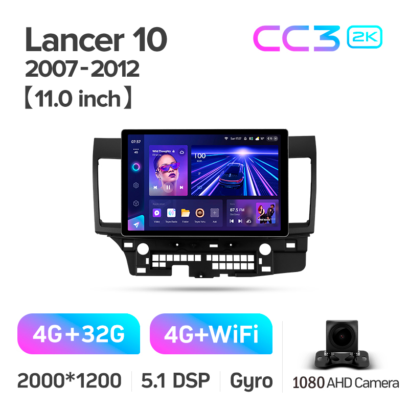 Android head unit Teyes CC3 4+32 Gb Mitsubishi Lancer 10 CY 2007-2012 (A) 11" 2k
