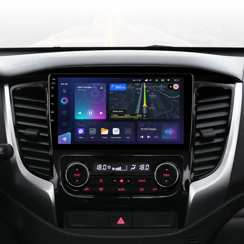 Android head unit Teyes CC3L 4+64 Gb Mitsubishi L200 5 (F2) (Automatic air conditioning) 2015-2019 9"