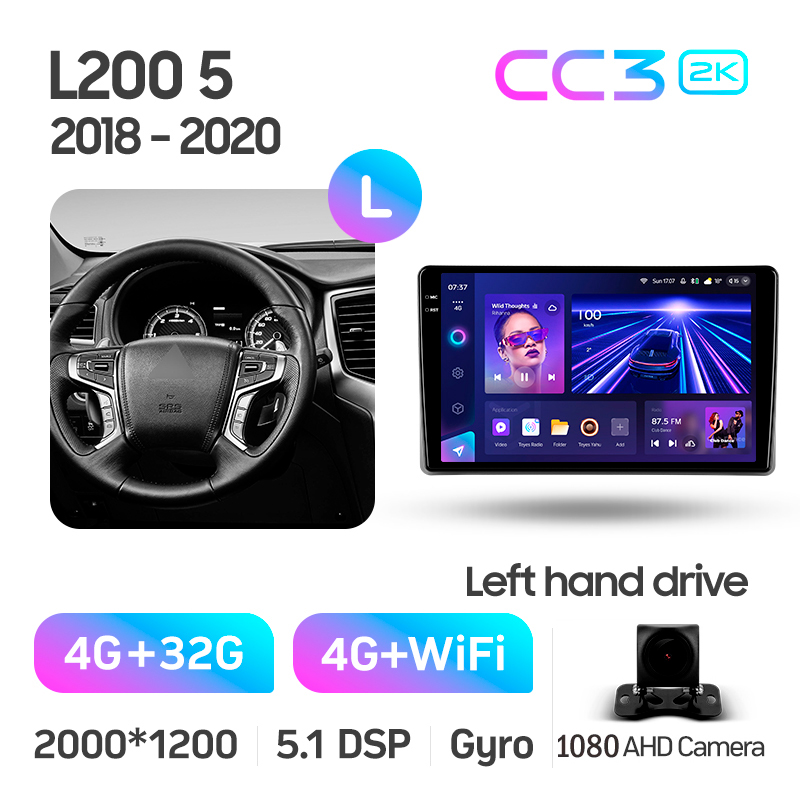 Android head unit Teyes CC3 4+32 Gb Mitsubishi L200 5 2018-2020 (F1) 9" 2k