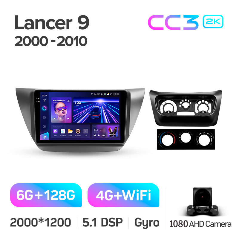 Android head unit Teyes CC3 6+128 Gb Mitsubishi Lancer 9 CS 2000-2010 9" 2k