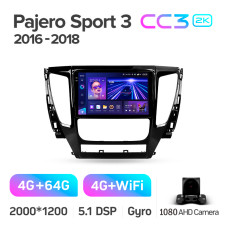 Android head unit Teyes CC3 4+64 Gb Mitsubishi Pajero Sport 3 2016-2018 9" 2k