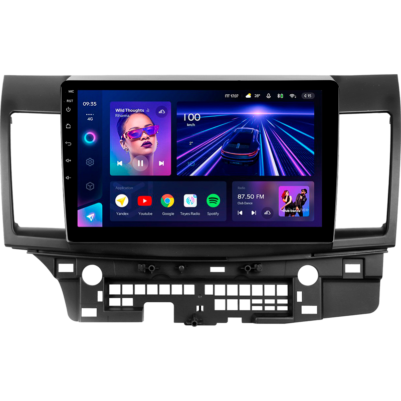 Štátní magnetofon Teyes CC3 4+32 GB pro Mitsubishi Lancer 10 CY (2007–2012, verze B), 10 palců