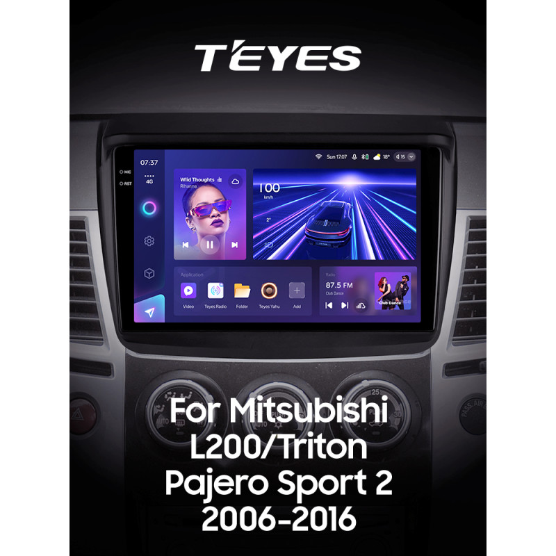 Estéreo de a bordo original Teyes CC3 (6 altavoces + 128 GB) con pantalla táctil panorámica 360° para Mitsubishi Pajero Sport, Nissan L2000 Triton (2008-2016), tamaño 9