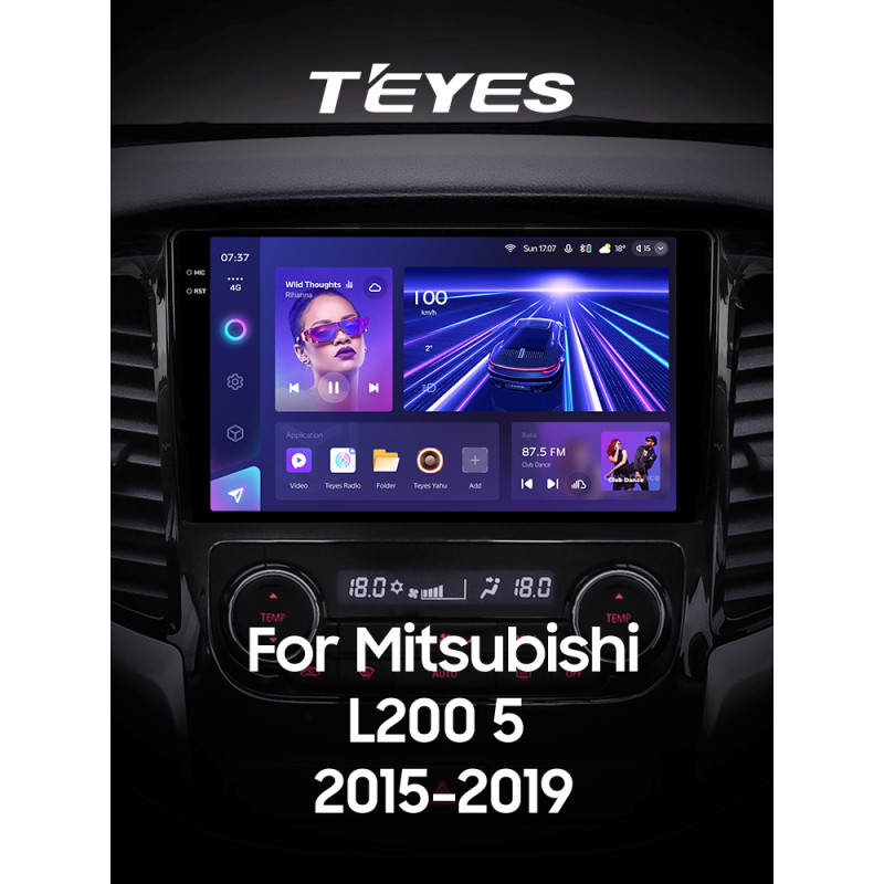 Android head unit Teyes CC3 4+32 Gb Mitsubishi L200 5 (F1) (Manual air conditioning) 2015-2019 9" 2k