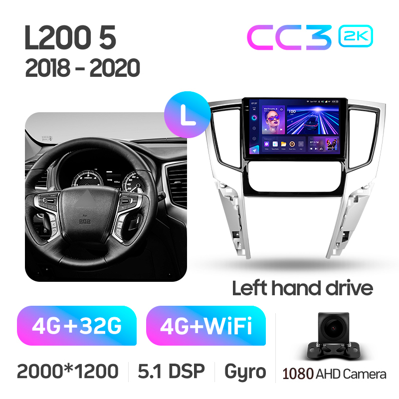 Android head unit Teyes CC3 4+32 Gb Mitsubishi L200 5 2018-2020 (F2) 9" 2k