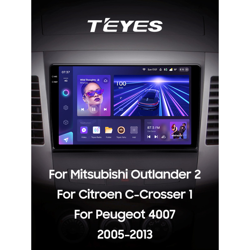 Android head unit Teyes CC3 4+32 Gb Mitsubishi Outlander 2 CW0W 2005-2013 / Citroen C-Crosser 1 2007-2013 / Peugeot 4007 2007-2012 (B) 9" 2k