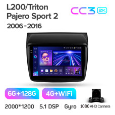 Android head unit Teyes CC3 6+128 Gb Mitsubishi Pajero Sport 2 L200 Triton 2008-2016 (CAN BUS) 9" 2k (L1)