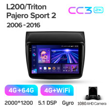 Android head unit Teyes CC3 4+64 Gb Mitsubishi Pajero Sport 2 L200 Triton 2008-2016 9" 2k