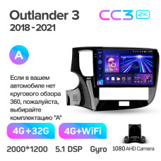 Android head unit Teyes CC3 4+32 Gb Mitsubishi Outlander 3 III GF0W GF0W GG0W 2018 - 2021 10" 2k