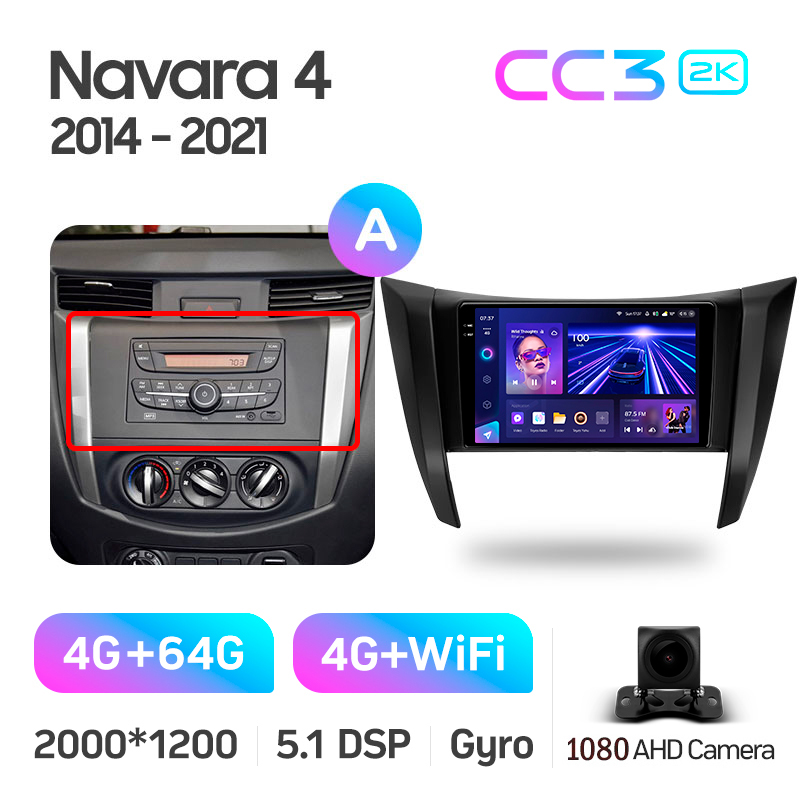Android head unit Teyes CC3 4+64 Gb Nissan Navara D23 IV 4 2014-2021 (A) 9" 2k