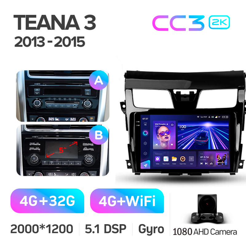 Android head unit Teyes CC3 4+32 Gb Nissan Teana J33 2013-2015 (AB) 10" 2k