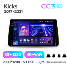 Android head unit Teyes CC3 6+128 Gb with 360° surround view° Nissan Kicks P15 2017-2021 10" 2k