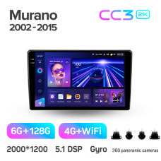 Android head unit Teyes CC3 6+128 Gb with 360° surround view° Nissan Murano Z50 2002-2008 9" 2k