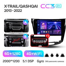 Equipo de radio de fábrica Teyes CC3 6+128 GB con pantalla panorámica 360° para Nissan X-Trail X Trail T32 2013-2022 (F2) con aire acondicionado automático (AB), 10