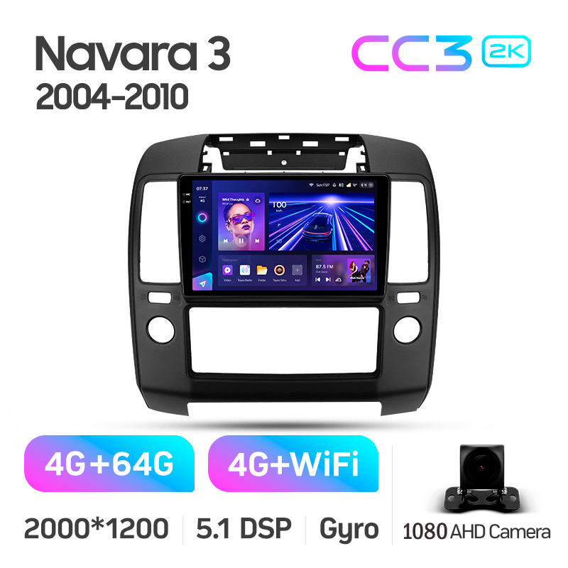 Android head unit Teyes CC3 4+64 Gb Nissan Navara 3 D40 2004-2010 (F2) 9" 2k