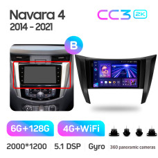 Android head unit Teyes CC3 6+128 Gb with 360° surround view° Nissan Navara D23 IV 4 2014-2021 (B) 9" 2k (L1)