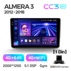 Android head unit Teyes CC3 4+64 Gb Nissan Almera 3 G15 (1 Din) (F1) 2012-2018 9" 1din 2k