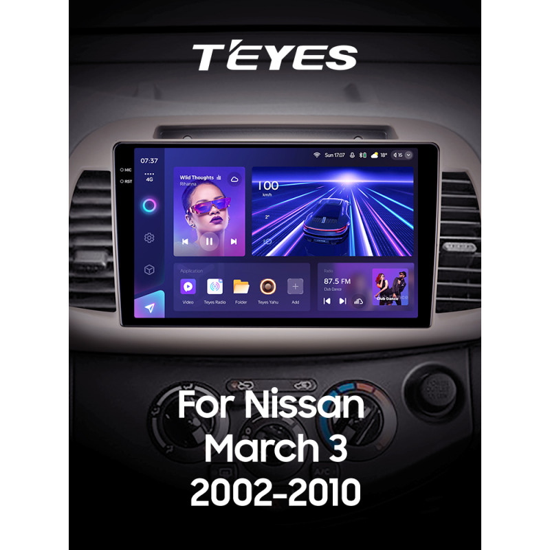 Android head unit Teyes CC3 6+128 Gb with 360° surround view° Nissan March Micra 3 K12 2002-2010 9" 2k