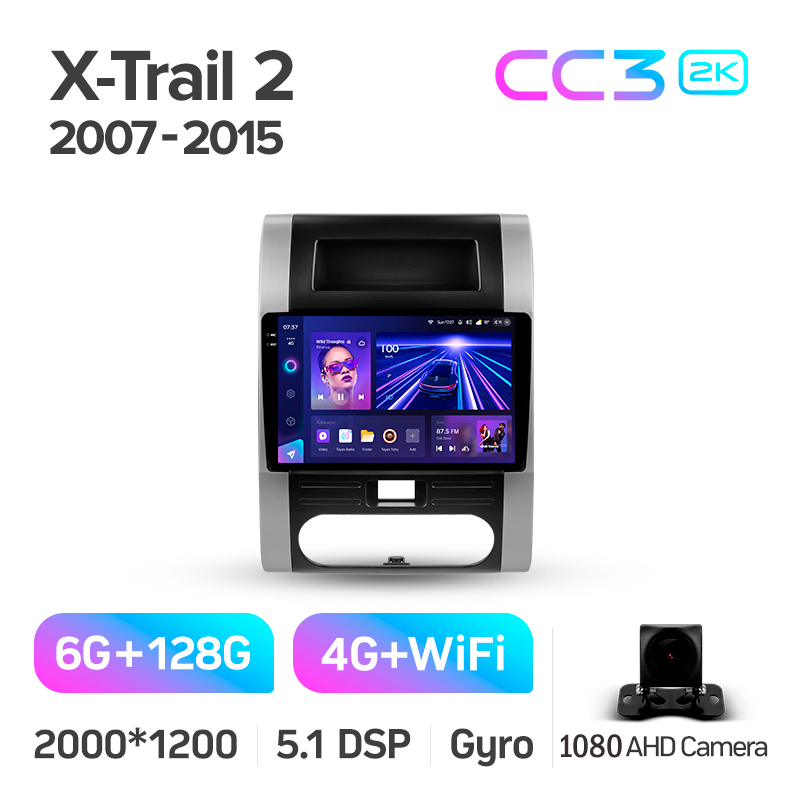 Android head unit Teyes CC3 6+128 Gb Nissan X-Trail X Trail 2 T31 2007-2015 10" 2k