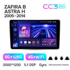 Android head unit Teyes CC3 6+128 Gb with 360° surround view° Opel Zafira B 2005-2014 For Opel Astra H (F2) 2004-2014 9" 2k