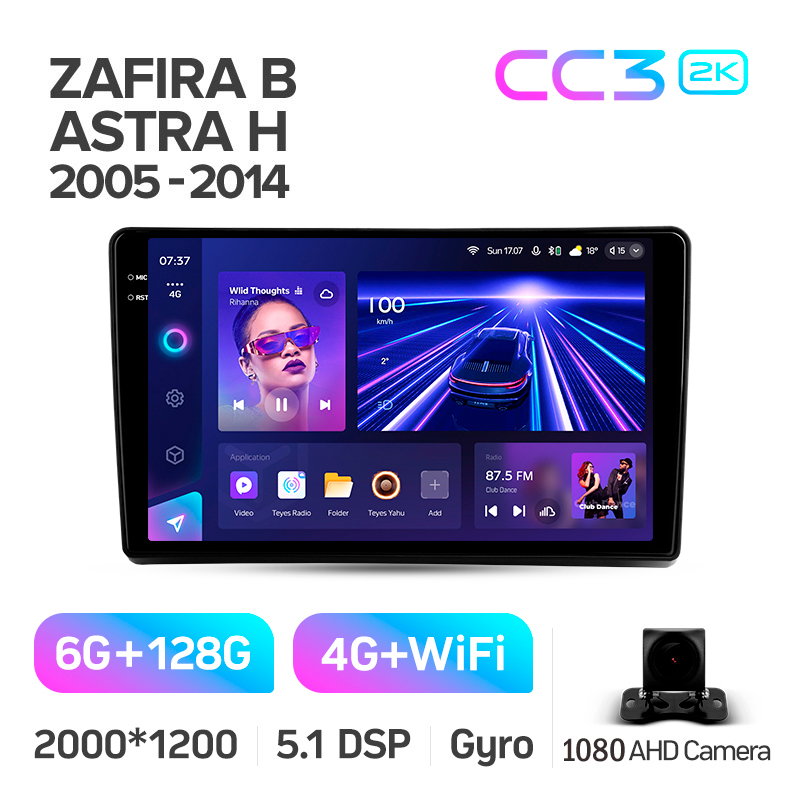 Android head unit Teyes CC3 6+128 Gb Opel Zafira B 2005-2014 For Opel Astra H (F2) 2004-2014 9" 2k