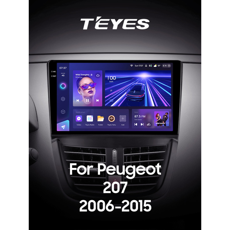 Festplattenradio Teyes CC3 4+64 GB für Peugeot 207 (2006–2015), 9 Zoll, 2DIF